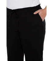 Liverpool Los Angeles Plus Size Pull-On Wide Leg Tie Waist Cropped Pants
