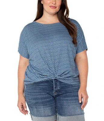 Liverpool Los Angeles Plus Size Slub Jersey Knit Crew Neck Short Sleeve Top