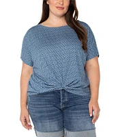 Liverpool Los Angeles Plus Size Slub Jersey Knit Crew Neck Short Sleeve Top