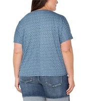 Liverpool Los Angeles Plus Size Slub Jersey Knit Crew Neck Short Sleeve Top
