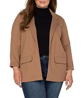Liverpool Los Angeles Plus Size Stretch Ponte Notch Lapel 3/4 Sleeve Boyfriend Blazer