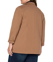 Liverpool Los Angeles Plus Size Stretch Ponte Notch Lapel 3/4 Sleeve Boyfriend Blazer
