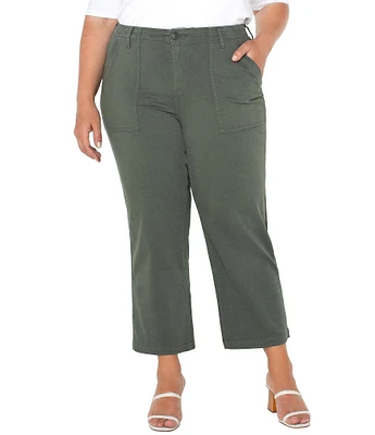 Liverpool Los Angeles Plus Size Twill Mid Rise Cargo Wide Leg Cropped Pants