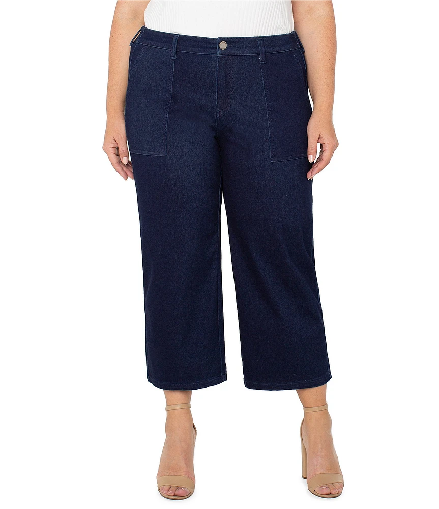 Liverpool Los Angeles Plus Size Wide-Leg Elastic Back Waist Cropped Jeans