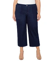 Liverpool Los Angeles Plus Size Wide-Leg Elastic Back Waist Cropped Jeans