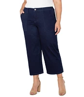 Liverpool Los Angeles Plus Size Wide-Leg Elastic Back Waist Cropped Jeans