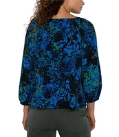 Liverpool Los Angeles Printed Sweetheart Neckline 3/4 Sleeve Blouse