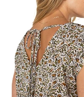 Liverpool Los Angeles Printed V-Neck Short Sleeve Top