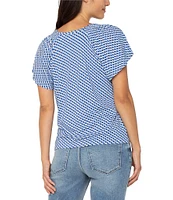 Liverpool Los Angeles Geo Printed V-Neck Short Sleeve Top