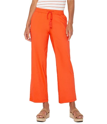 Liverpool Los Angeles Pull-On Drawstring Waistband Stretch Linen Blend Pants
