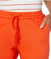 Liverpool Los Angeles Pull-On Drawstring Waistband Stretch Linen Blend Pants