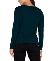 Liverpool Los Angeles Ribbed Knit Boat Neckline Long Sleeve Top