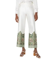 Liverpool Los Angeles Satin Mid-Rise Wide-Leg Cropped Pants