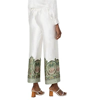 Liverpool Los Angeles Satin Mid-Rise Wide-Leg Cropped Pants