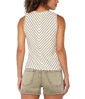 Liverpool Los Angeles Slub Jersey Knit Stripe Round Neck Sleeveless Top
