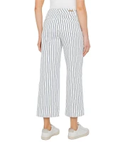 Liverpool Los Angeles Stretch Denim Striped Mid Rise Cropped Wide Leg Jeans