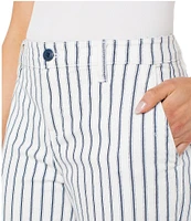 Liverpool Los Angeles Stretch Denim Striped Mid Rise Cropped Wide Leg Jeans