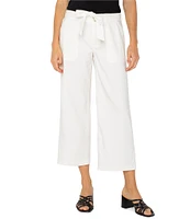 Liverpool Los Angeles Stretch Linen Blend Belted Wide Leg Cropped Pants