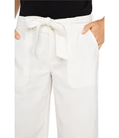 Liverpool Los Angeles Stretch Linen Blend Belted Wide Leg Cropped Pants