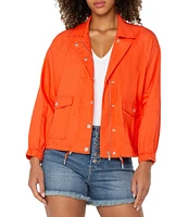 Liverpool Los Angeles Stretch Linen Blend Cropped Cargo Jacket