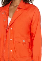 Liverpool Los Angeles Stretch Linen Blend Cropped Cargo Jacket