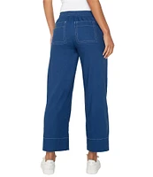 Liverpool Los Angeles Stretch Linen Blend Mid Rise Wide Leg Pants