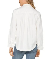 Liverpool Los Angeles Stretch Linen Blend Point Collar Long Sleeve Shirt