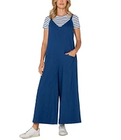Liverpool Los Angeles Stretch Linen Blend Wide Leg Cropped Jumpsuit