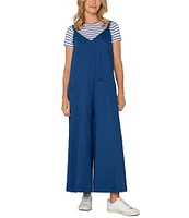 Liverpool Los Angeles Stretch Linen Blend Wide Leg Cropped Jumpsuit