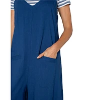 Liverpool Los Angeles Stretch Linen Blend Wide Leg Cropped Jumpsuit