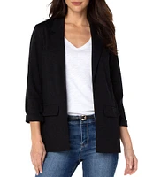 Liverpool Los Angeles Stretch Ponte Notch Lapel 3/4 Sleeve Boyfriend Blazer