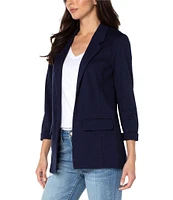 Liverpool Los Angeles Stretch Ponte Notch Lapel 3/4 Sleeve Boyfriend Blazer