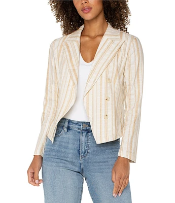 Liverpool Los Angeles Stripe Notch Collar Long Sleeve Open Front Blazer