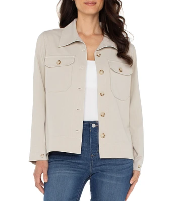 Liverpool Los Angeles Textured Woven Flyaway Shirt Jacket