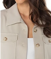 Liverpool Los Angeles Textured Woven Flyaway Shirt Jacket
