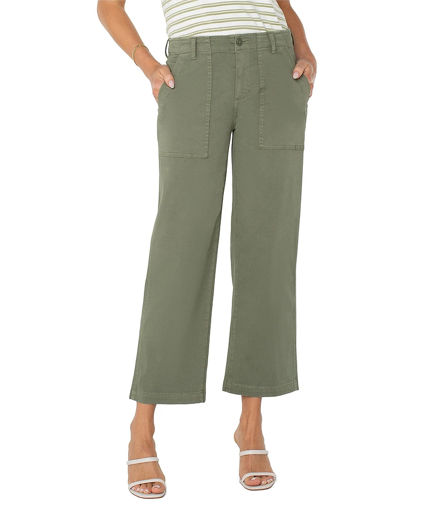 Liverpool Los Angeles Twill Wide Leg Cropped Cargo Pants