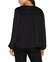 Liverpool Los Angeles V-Neck Pleated Long Sleeve Blouse