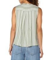 Liverpool Los Angeles V-Neck Sleeveless Pin Tuck Popover Blouse