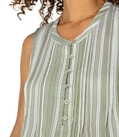 Liverpool Los Angeles V-Neck Sleeveless Pin Tuck Popover Blouse