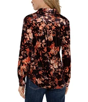 Liverpool Los Angeles Velvet Collared Long Sleeve Blouse