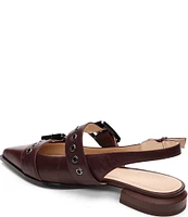 Liverpool Los Angeles Villa Leather Oversized Buckle Slingback Flats