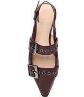 Liverpool Los Angeles Villa Leather Oversized Buckle Slingback Flats