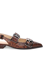 Liverpool Los Angeles Villa Snake Embossed Leather Oversized Buckle Slingback Flats