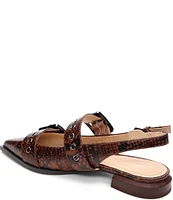 Liverpool Los Angeles Villa Snake Embossed Leather Oversized Buckle Slingback Flats