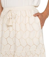 Liverpool Los Angeles Woven Oval Eyelet Maxi Tiered Skirt