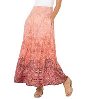 Liverpool Los Angeles Woven Paisley Print Tiered Maxi A-Line Skirt