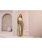 Liverpool Los Angeles Woven Printed Mock Halter Neck Top