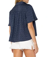 Liverpool Los Angeles Woven Printed Point Collar Short Sleeve Blouse