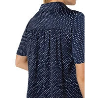 Liverpool Los Angeles Woven Printed Point Collar Short Sleeve Blouse