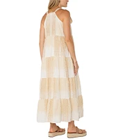 Liverpool Los Angeles Woven Scoop Neck Sleeveless Adjustable Straps Maxi Shift Dress